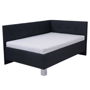 Sconto Rohová posteľ s matracom AFRODITE čierna, 120x200 cm