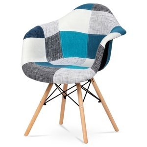 Sconto Jedálenská stolička AVIRA sivá/modrá, patchwork