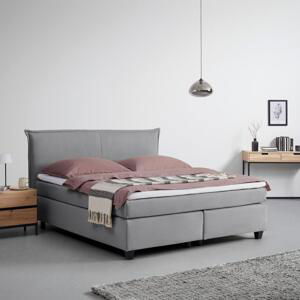 Posteľ boxspring s toperom, 180x200 cm, sivá