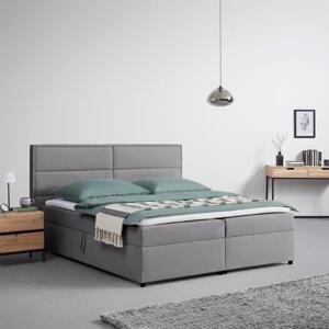 Boxspringová posteľ s toperom, 180x200 Cm, Sivá