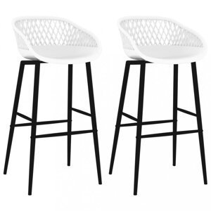 Barové stoličky 2 ks plast / kov Dekorhome Biela,Barové stoličky 2 ks plast / kov Dekorhome Biela