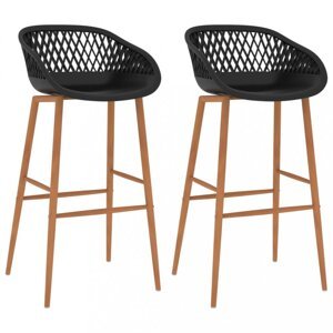 Barové stoličky 2 ks plast / kov Dekorhome Čierna / hnedá,Barové stoličky 2 ks plast / kov Dekorhome Čierna / hnedá