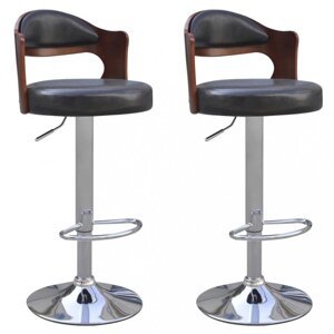 Barové stoličky 2 ks umelá koža / drevo / kov Dekorhome Čierna,Barové stoličky 2 ks umelá koža / drevo / kov Dekorhome Čierna