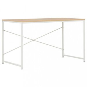 Písací stôl 120x60 cm drevotrieska / oceľ Dekorhome Biela / dub,Písací stôl 120x60 cm drevotrieska / oceľ Dekorhome Biela / dub