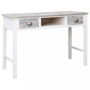 Písací stôl s 2 zásuvkami masívne drevo Dekorhome Biela / sivá,Písací stôl s 2 zásuvkami masívne drevo Dekorhome Biela / sivá