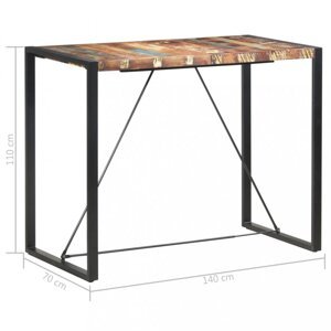 Barový stôl hnedá / čierna Dekorhome 140x70x110 cm,Barový stôl hnedá / čierna Dekorhome 140x70x110 cm