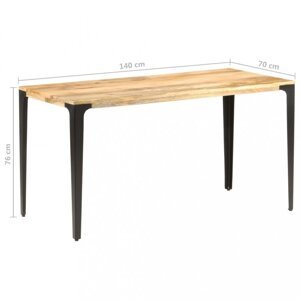 Jedálenský stôl masívne drevo / oceľ Dekorhome 140x70x76 cm,Jedálenský stôl masívne drevo / oceľ Dekorhome 140x70x76 cm