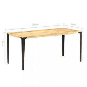 Jedálenský stôl masívne drevo / oceľ Dekorhome 160x80x76 cm,Jedálenský stôl masívne drevo / oceľ Dekorhome 160x80x76 cm