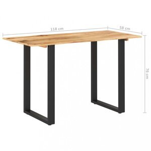 Jedálenský stôl masívne drevo / oceľ Dekorhome 118x58x76 cm,Jedálenský stôl masívne drevo / oceľ Dekorhome 118x58x76 cm