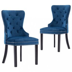 Jedálenská stolička 2 ks zamat / kaučukovník Dekorhome Modrá,Jedálenská stolička 2 ks zamat / kaučukovník Dekorhome Modrá