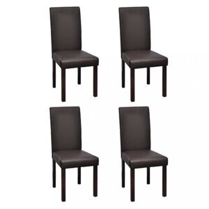 Jedálenská stolička 4 ks umelá koža / drevo Dekorhome Hnedá,Jedálenská stolička 4 ks umelá koža / drevo Dekorhome Hnedá