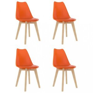 Jedálenská stolička 4 ks plast / umelá koža / buk Dekorhome Oranžová,Jedálenská stolička 4 ks plast / umelá koža / buk Dekorhome Oranžová