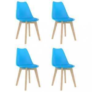 Jedálenská stolička 4 ks plast / umelá koža / buk Dekorhome Modrá,Jedálenská stolička 4 ks plast / umelá koža / buk Dekorhome Modrá