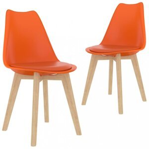 Jedálenská stolička 2 ks plast / umelá koža / buk Dekorhome Oranžová,Jedálenská stolička 2 ks plast / umelá koža / buk Dekorhome Oranžová