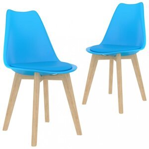 Jedálenská stolička 2 ks plast / umelá koža / buk Dekorhome Modrá,Jedálenská stolička 2 ks plast / umelá koža / buk Dekorhome Modrá