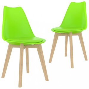 Jedálenská stolička 2 ks plast / umelá koža / buk Dekorhome Zelená,Jedálenská stolička 2 ks plast / umelá koža / buk Dekorhome Zelená