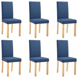 Jedálenská stolička 6 ks látka / drevo Dekorhome Modrá,Jedálenská stolička 6 ks látka / drevo Dekorhome Modrá