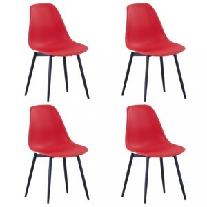 Jedálenská stolička 4 ks plast / kov Dekorhome Červená,Jedálenská stolička 4 ks plast / kov Dekorhome Červená