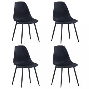Jedálenská stolička 4 ks plast / kov Dekorhome Čierna,Jedálenská stolička 4 ks plast / kov Dekorhome Čierna