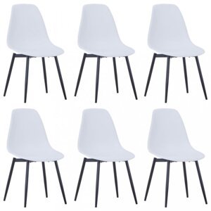 Jedálenská stolička 6 ks plast / kov Dekorhome Biela,Jedálenská stolička 6 ks plast / kov Dekorhome Biela