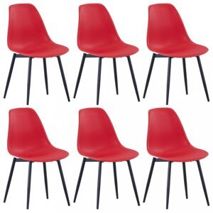 Jedálenská stolička 6 ks plast / kov Dekorhome Červená,Jedálenská stolička 6 ks plast / kov Dekorhome Červená