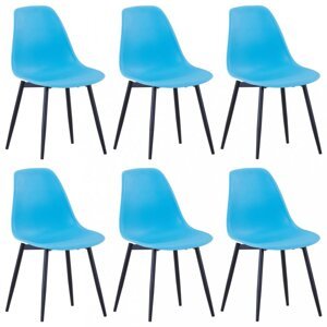Jedálenská stolička 6 ks plast / kov Dekorhome Modrá,Jedálenská stolička 6 ks plast / kov Dekorhome Modrá