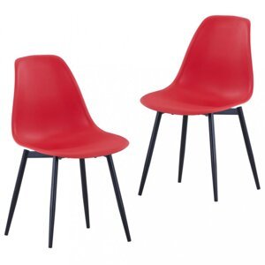 Jedálenská stolička 2 ks plast / kov Dekorhome Červená,Jedálenská stolička 2 ks plast / kov Dekorhome Červená