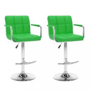Barové stoličky 2 ks umelá koža / kov Dekorhome Zelená,Barové stoličky 2 ks umelá koža / kov Dekorhome Zelená