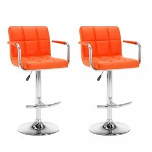 Barové stoličky 2 ks umelá koža / kov Dekorhome Oranžová,Barové stoličky 2 ks umelá koža / kov Dekorhome Oranžová