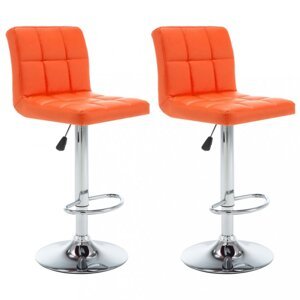 Barové stoličky 2 ks umelá koža / kov Dekorhome Oranžová,Barové stoličky 2 ks umelá koža / kov Dekorhome Oranžová