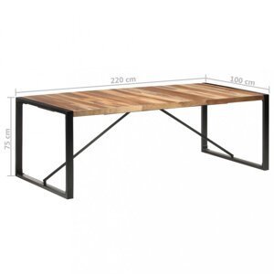 Jedálenský stôl masívne drevo / kov Dekorhome 220x100x75 cm,Jedálenský stôl masívne drevo / kov Dekorhome 220x100x75 cm
