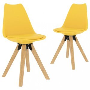 Jedálenská stolička 2 ks plast / umelá koža / buk Dekorhome Žltá,Jedálenská stolička 2 ks plast / umelá koža / buk Dekorhome Žltá