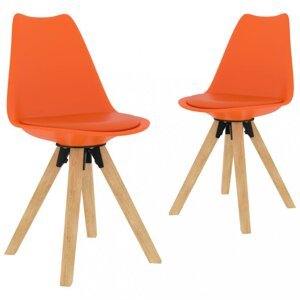 Jedálenská stolička 2 ks plast / umelá koža / buk Dekorhome Oranžová,Jedálenská stolička 2 ks plast / umelá koža / buk Dekorhome Oranžová