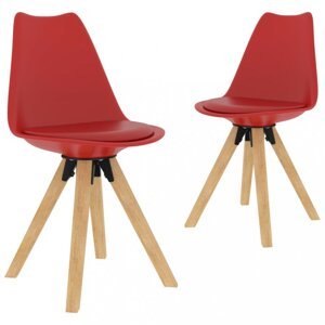 Jedálenská stolička 2 ks plast / umelá koža / buk Dekorhome Červená,Jedálenská stolička 2 ks plast / umelá koža / buk Dekorhome Červená