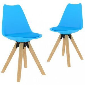 Jedálenská stolička 2 ks plast / umelá koža / buk Dekorhome Svetlo modrá,Jedálenská stolička 2 ks plast / umelá koža / buk Dekorhome Svetlo modrá