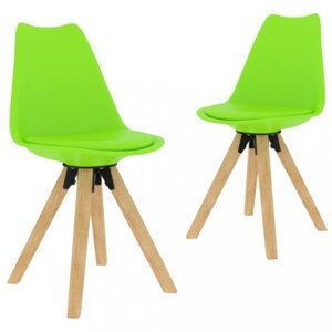 Jedálenská stolička 2 ks plast / umelá koža / buk Dekorhome Zelená,Jedálenská stolička 2 ks plast / umelá koža / buk Dekorhome Zelená