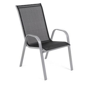 Záhradná stolička oceľ / textílie Strieborná / čierna,Záhradná stolička oceľ / textílie Strieborná / čierna