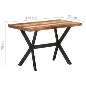 Jedálenský stôl masívne drevo / oceľ Dekorhome 120x60x75 cm,Jedálenský stôl masívne drevo / oceľ Dekorhome 120x60x75 cm