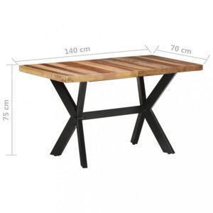 Jedálenský stôl masívne drevo / oceľ Dekorhome 140x70x75 cm,Jedálenský stôl masívne drevo / oceľ Dekorhome 140x70x75 cm