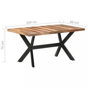 Jedálenský stôl masívne drevo / oceľ Dekorhome 160x80x75 cm,Jedálenský stôl masívne drevo / oceľ Dekorhome 160x80x75 cm