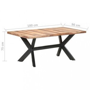 Jedálenský stôl masívne drevo / oceľ Dekorhome 180x90x75 cm,Jedálenský stôl masívne drevo / oceľ Dekorhome 180x90x75 cm