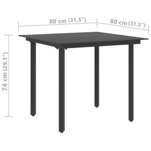 Záhradný jedálenský stôl čierna / sklo Dekorhome 80x80x74 cm,Záhradný jedálenský stôl čierna / sklo Dekorhome 80x80x74 cm