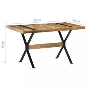 Jedálenský stôl drevo / oceľ Dekorhome 140x70x76 cm,Jedálenský stôl drevo / oceľ Dekorhome 140x70x76 cm