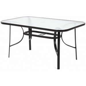 Záhradný jedálenský stôl oceľ / sklo Čierna,Záhradný jedálenský stôl oceľ / sklo Čierna