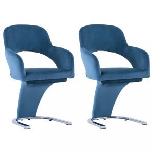 Jedálenská stolička 2 ks zamat / chróm Dekorhome Modrá,Jedálenská stolička 2 ks zamat / chróm Dekorhome Modrá