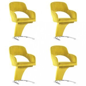 Jedálenská stolička 4 ks zamat / chróm Dekorhome Žltá,Jedálenská stolička 4 ks zamat / chróm Dekorhome Žltá