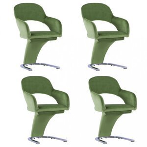 Jedálenská stolička 4 ks zamat / chróm Dekorhome Zelená,Jedálenská stolička 4 ks zamat / chróm Dekorhome Zelená