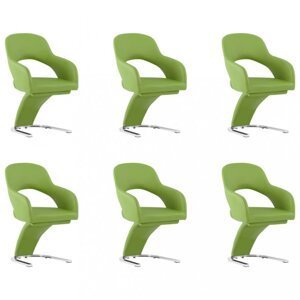 Jedálenská stolička 6 ks umelá koža / chróm Dekorhome Zelená,Jedálenská stolička 6 ks umelá koža / chróm Dekorhome Zelená