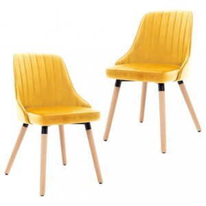 Jedálenská stolička 2 ks zamat / buk Dekorhome Žltá,Jedálenská stolička 2 ks zamat / buk Dekorhome Žltá