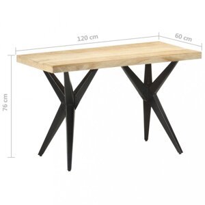 Jedálenský stôl masívne drevo / oceľ Dekorhome 120x60x76 cm,Jedálenský stôl masívne drevo / oceľ Dekorhome 120x60x76 cm